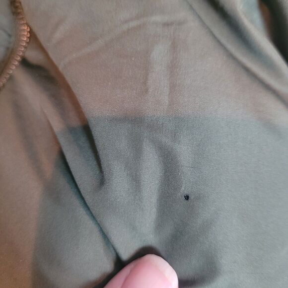 Old Navy Long Puffer Jacket Women's Size Large Green Faux Fur Trim Outdoor READ - Picture 13 of 13